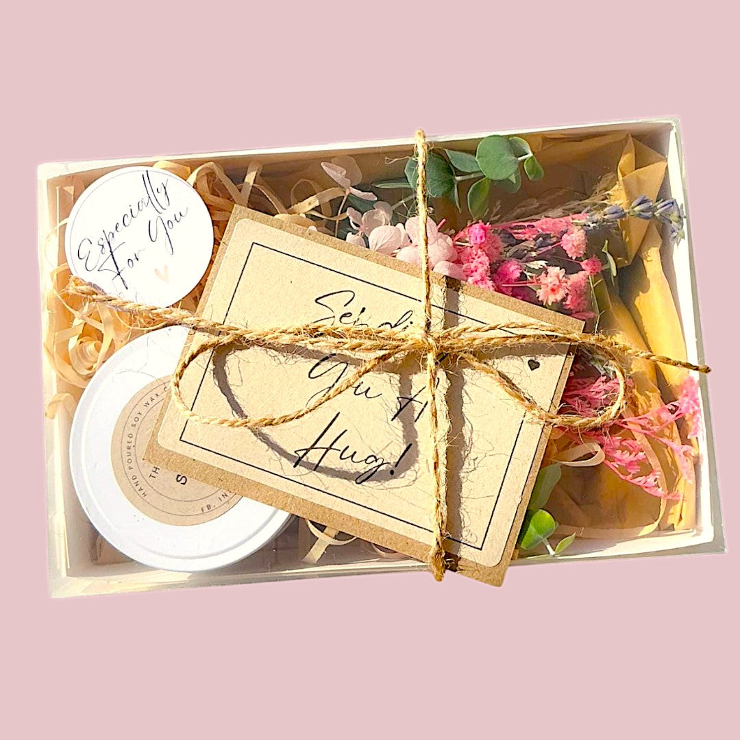 Candle And Dried Flower Posie Gift Box