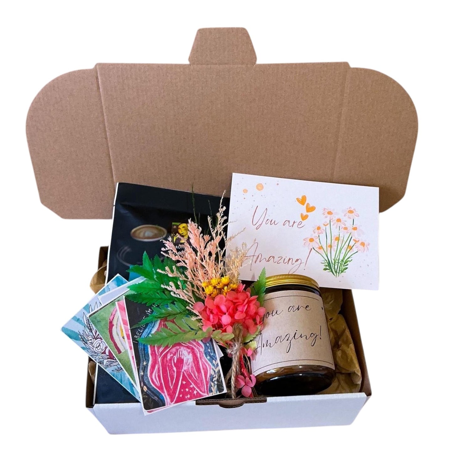 Personalized Self-Care Gift Box with Inspirational Candle Affirmation Cards for Women