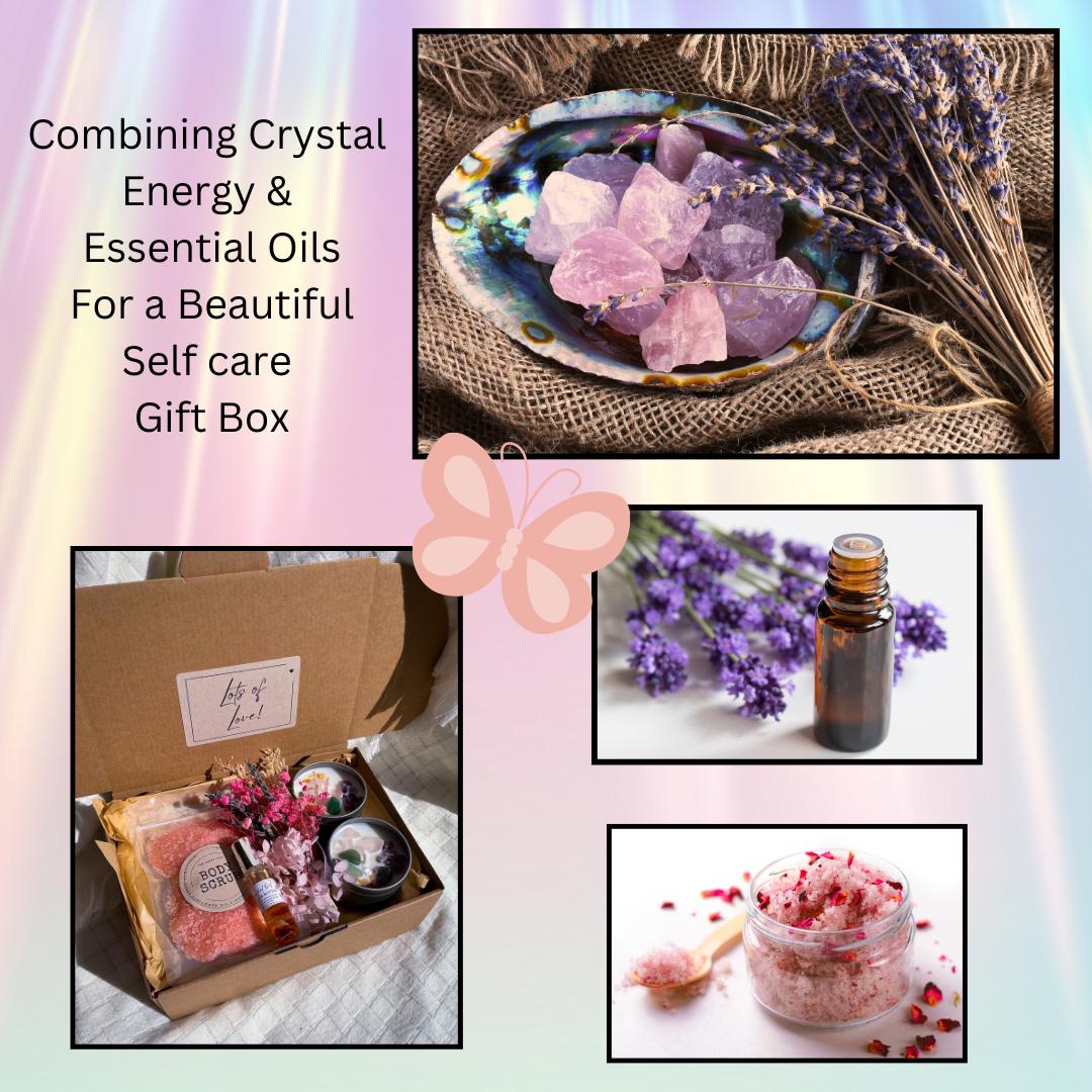 Crystal Self-Care Gift Box – Healing Candle Set with Crystals, Flowers, Journal & Affirmations – Spiritual Gift for Women–Mindful Energy Box
