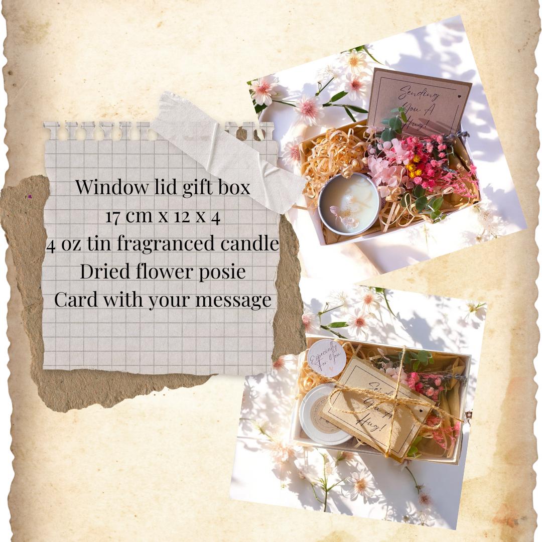 Candle And Dried Flower Posie Gift Box