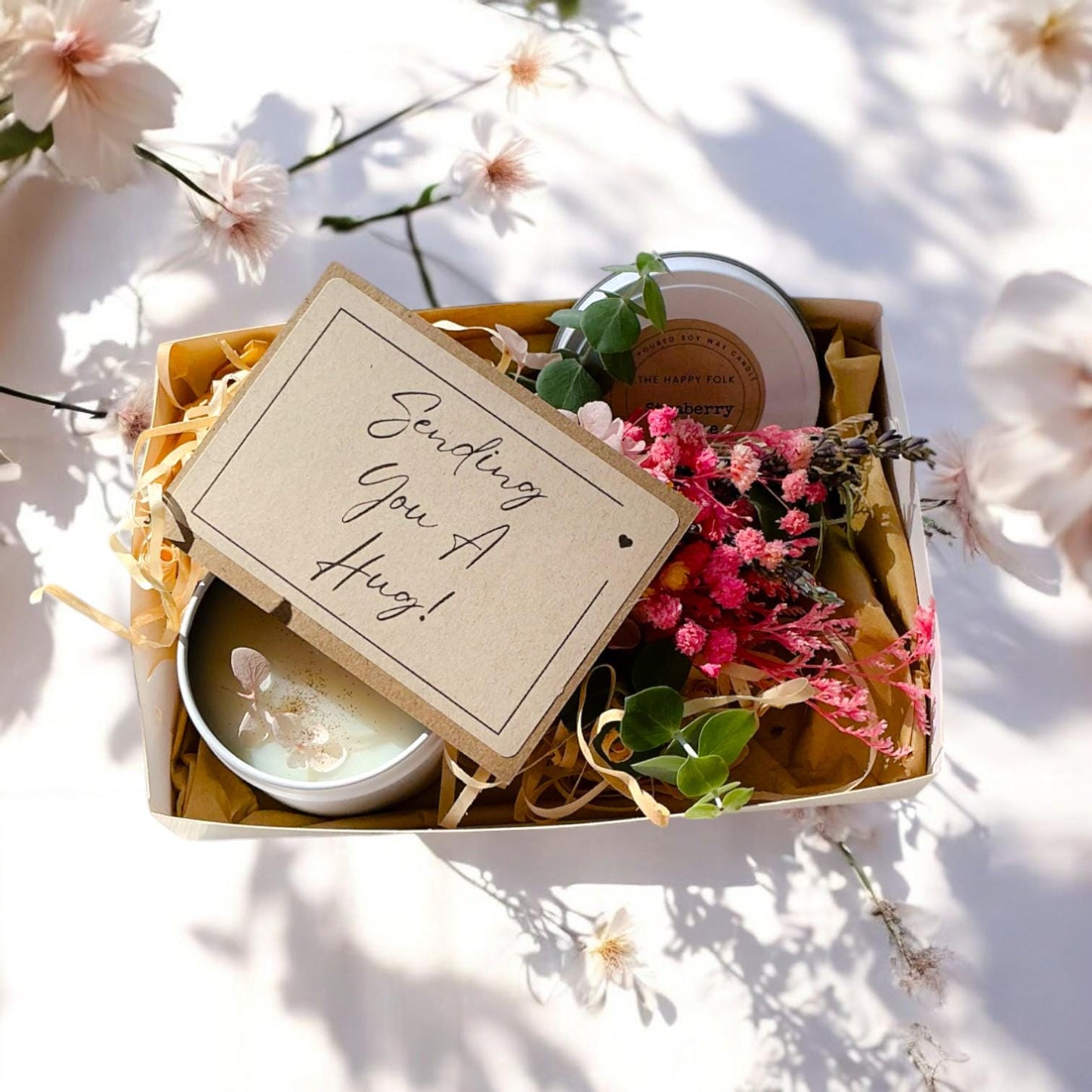 Candle And Dried Flower Posie Gift Box