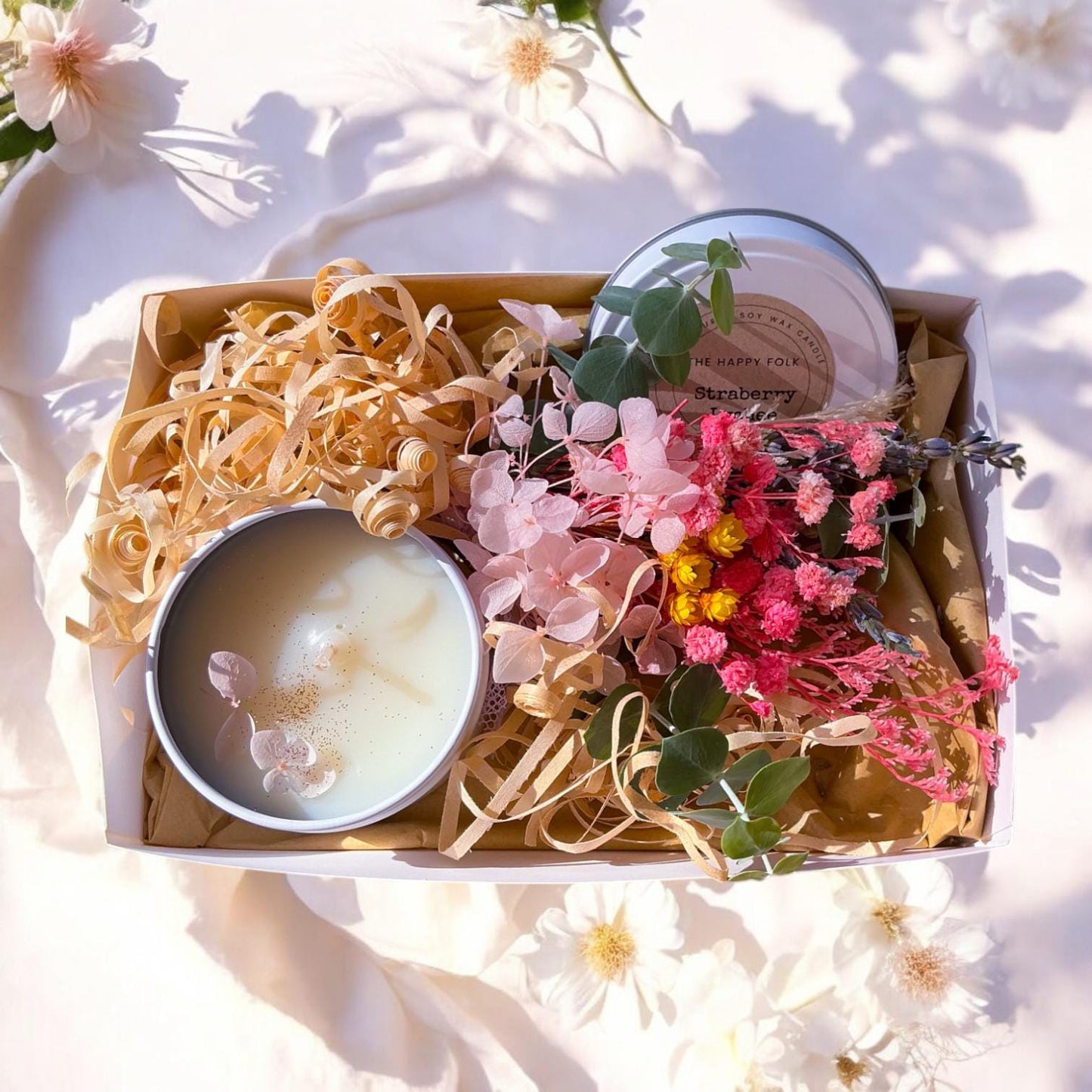 Candle And Dried Flower Posie Gift Box