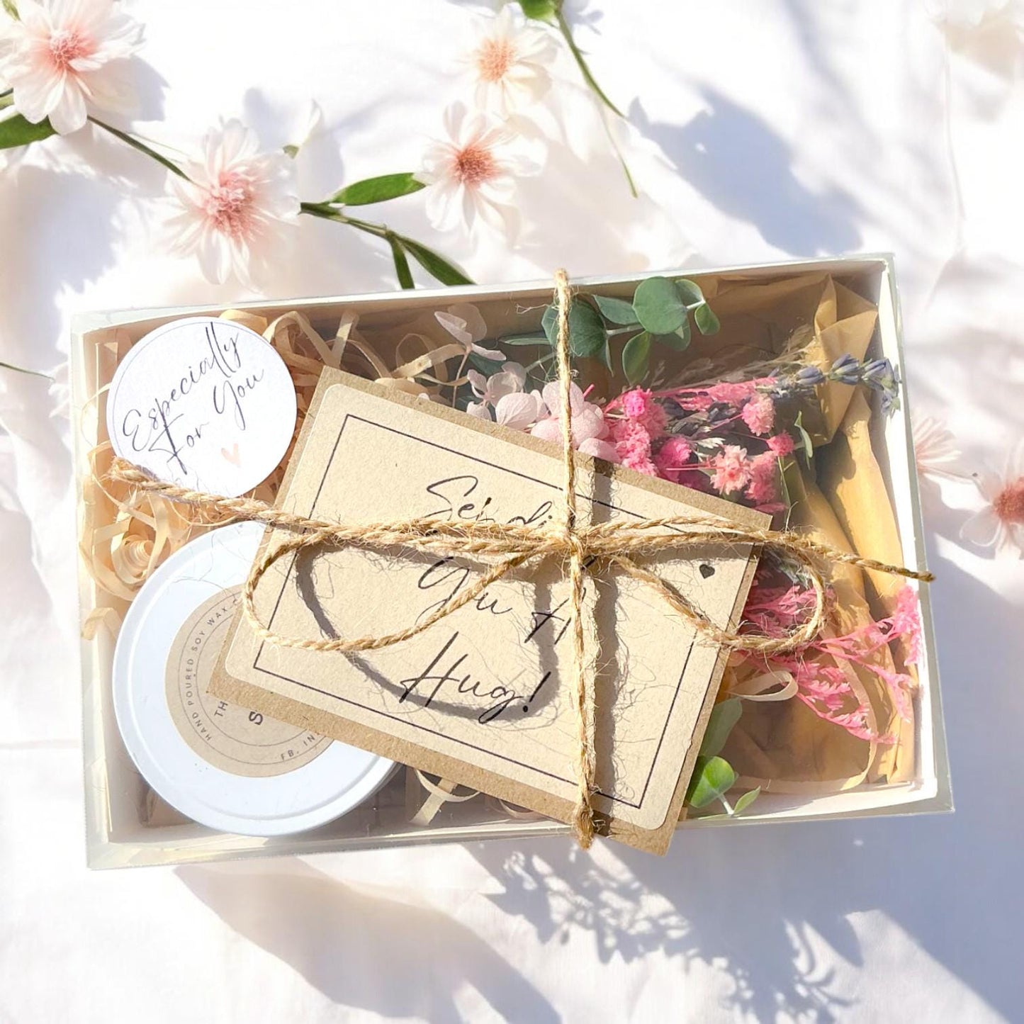 Candle And Dried Flower Posie Gift Box