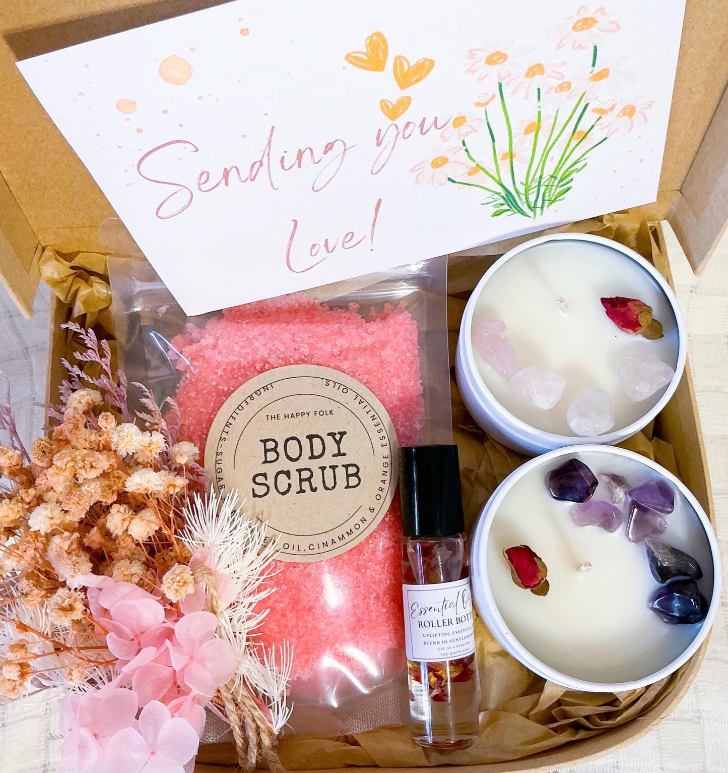 Crystal Candle and Self Care Gift Box