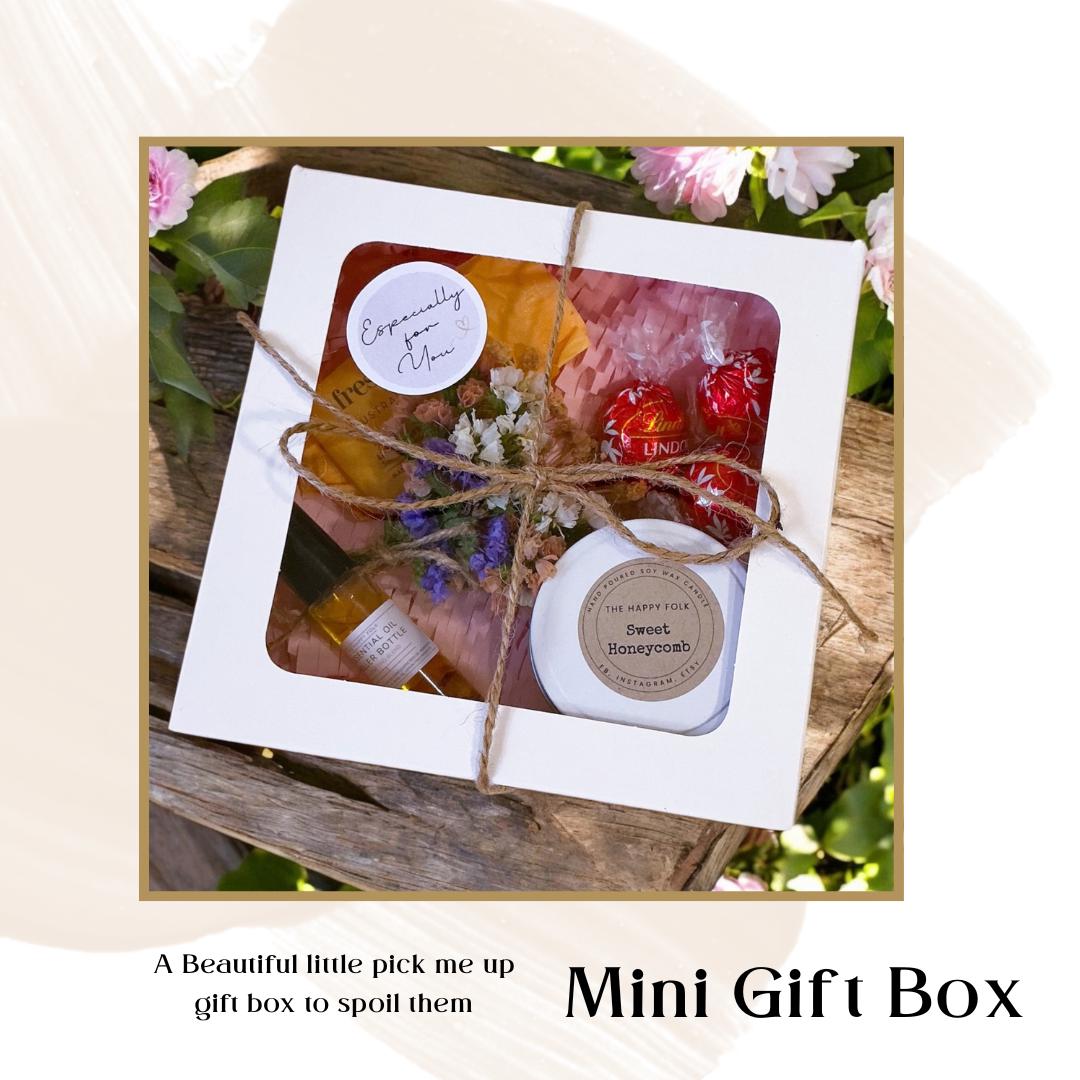 Mini Gift Box with Candle, Lindt Chocolates & Essential Oil Roller – Thoughtful Thank You or Pick Me Up Gift-Thinking of you gift-Gift Box