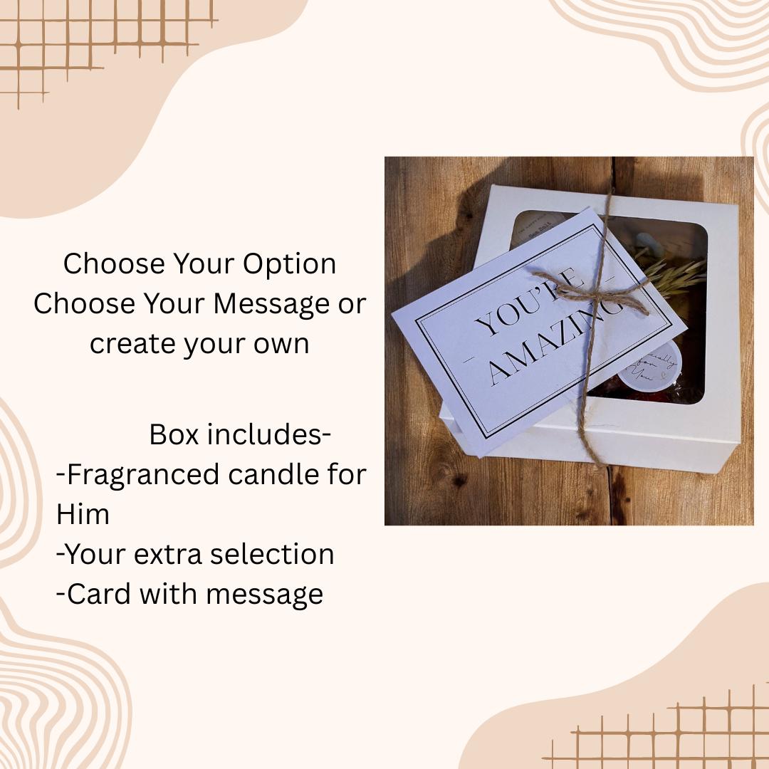 Men’s Mini Gift Box –Candle, Soap, Chocolate & More| 3 Options |Custom Message |Father's Day, Birthday, Just Because Gift for Him-Men's Gift