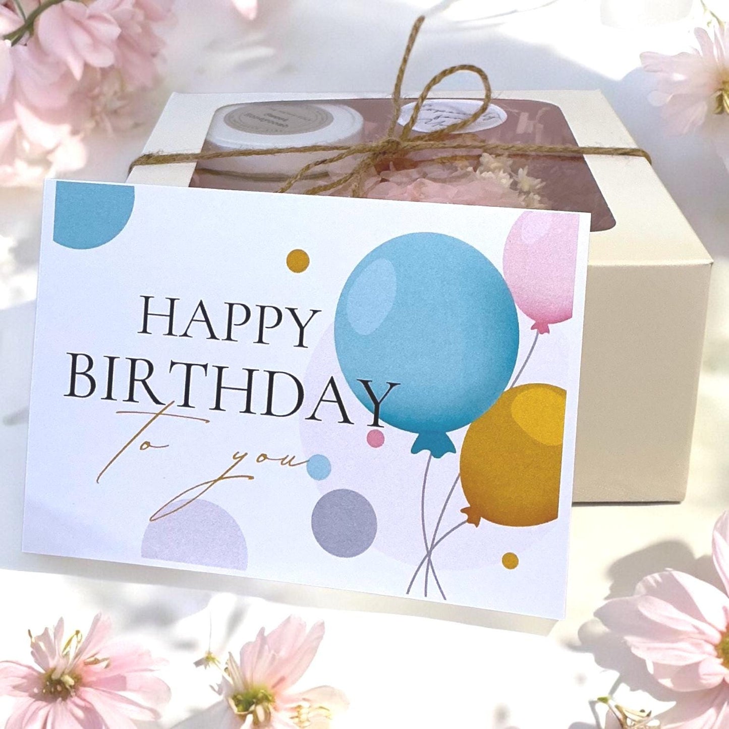 Custom Designed Care Pack For Her– Candle Dried Flowers and Choice of Comfort Gift and Card – Support Self Care Thinking of You-Gift Box