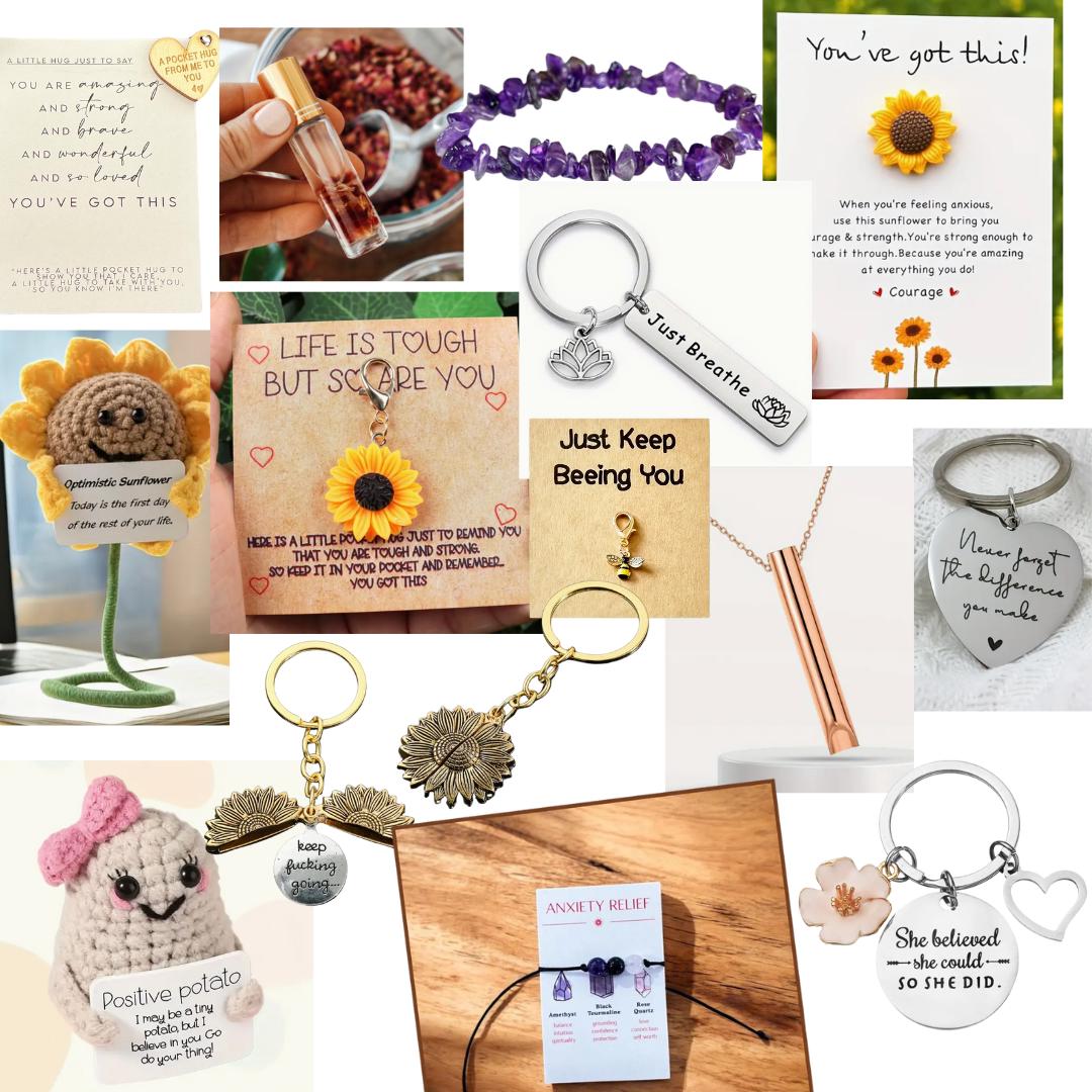 Custom Designed Mini Gift Box– Candle Dried Flowers and Choice of Comfort Gift and Card – Support Self Care Thinking of You-Care Package
