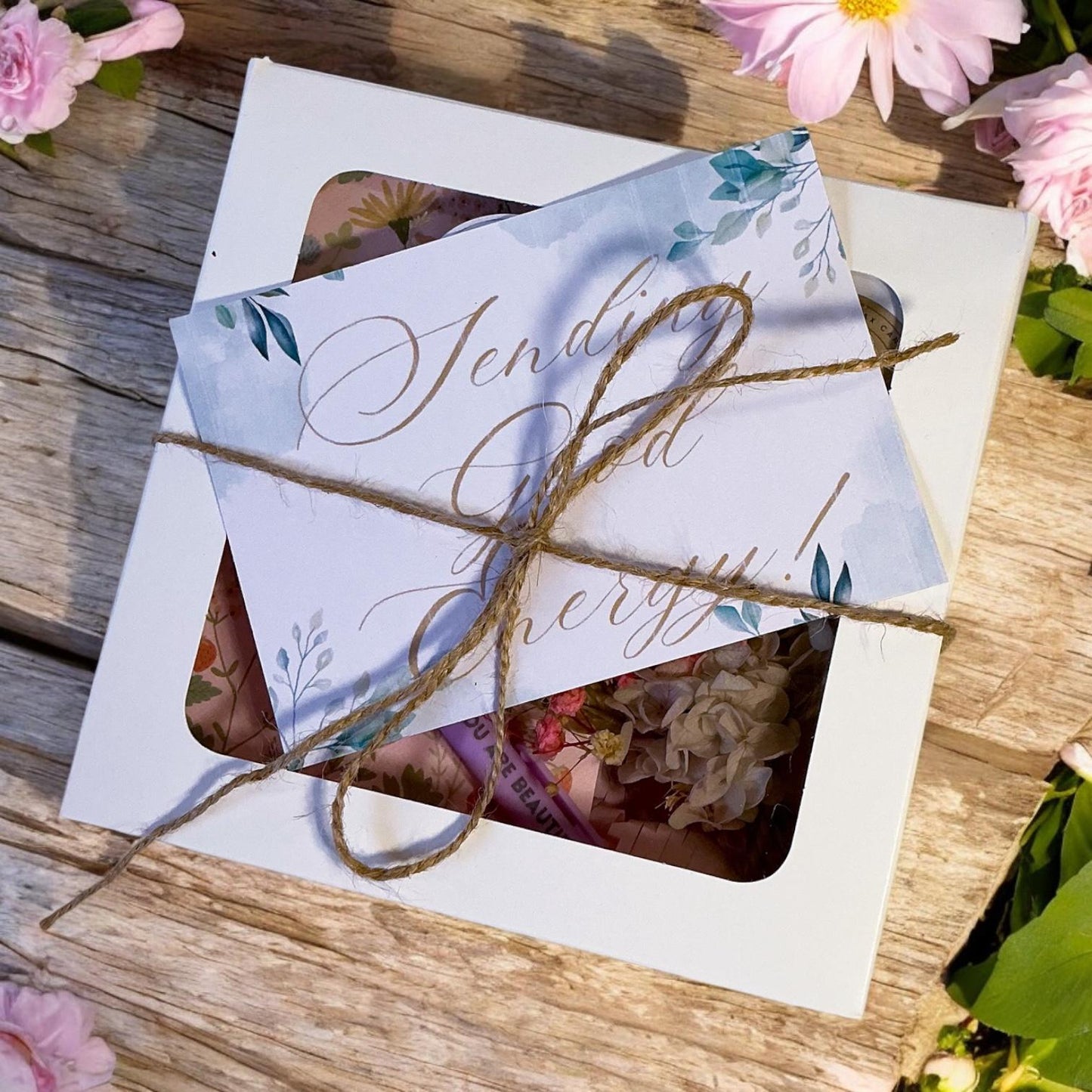 Mini Journaling Gift Box with Candle, Notebook & Flowers - Encouragement Gift for Her with Personalised Note Included