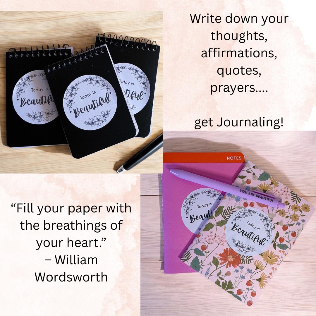 Mini Journaling Gift Box with Candle, Notebook & Flowers - Encouragement Gift for Her with Personalised Note Included