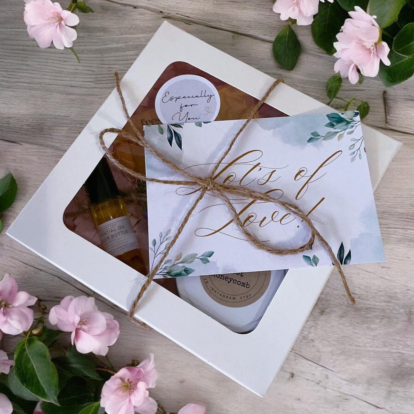 Mini Gift Box with Candle, Lindt Chocolates & Essential Oil Roller – Thoughtful Thank You or Pick Me Up Gift-Thinking of you gift-Gift Box