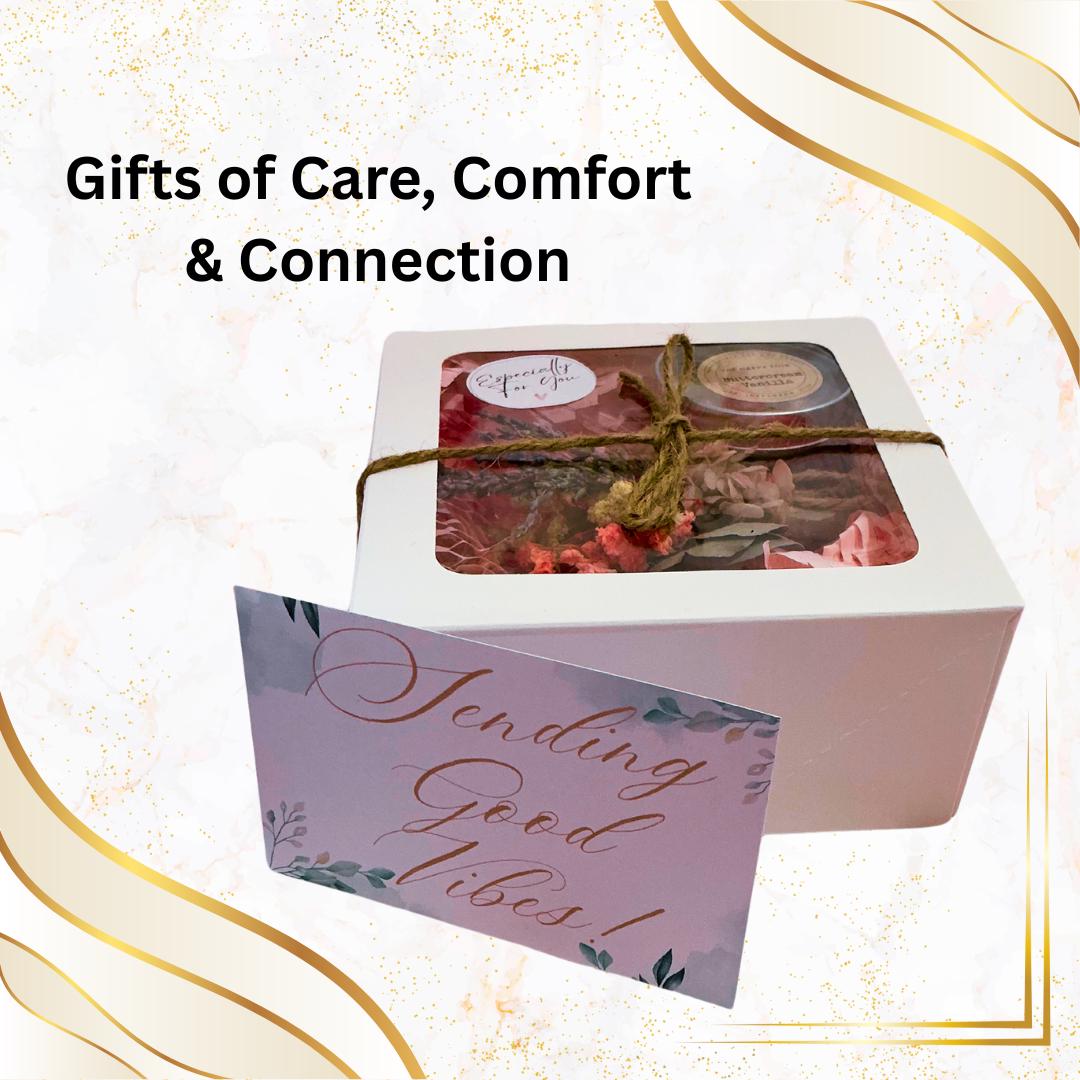 Gift Box with Encouragement Keychain, Candle and Dried Flowers