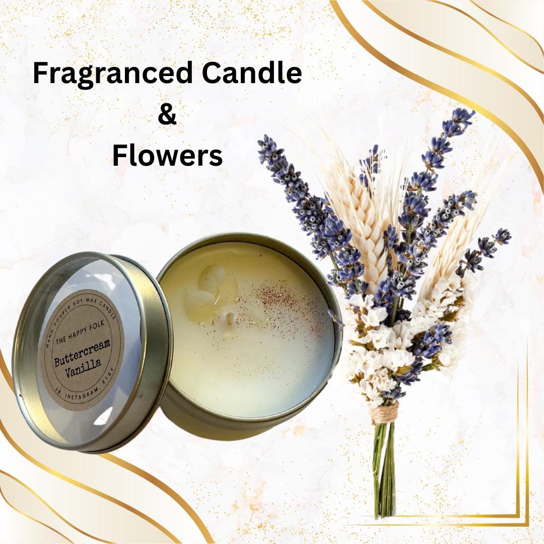 Gift Box with Encouragement Keychain, Candle and Dried Flowers