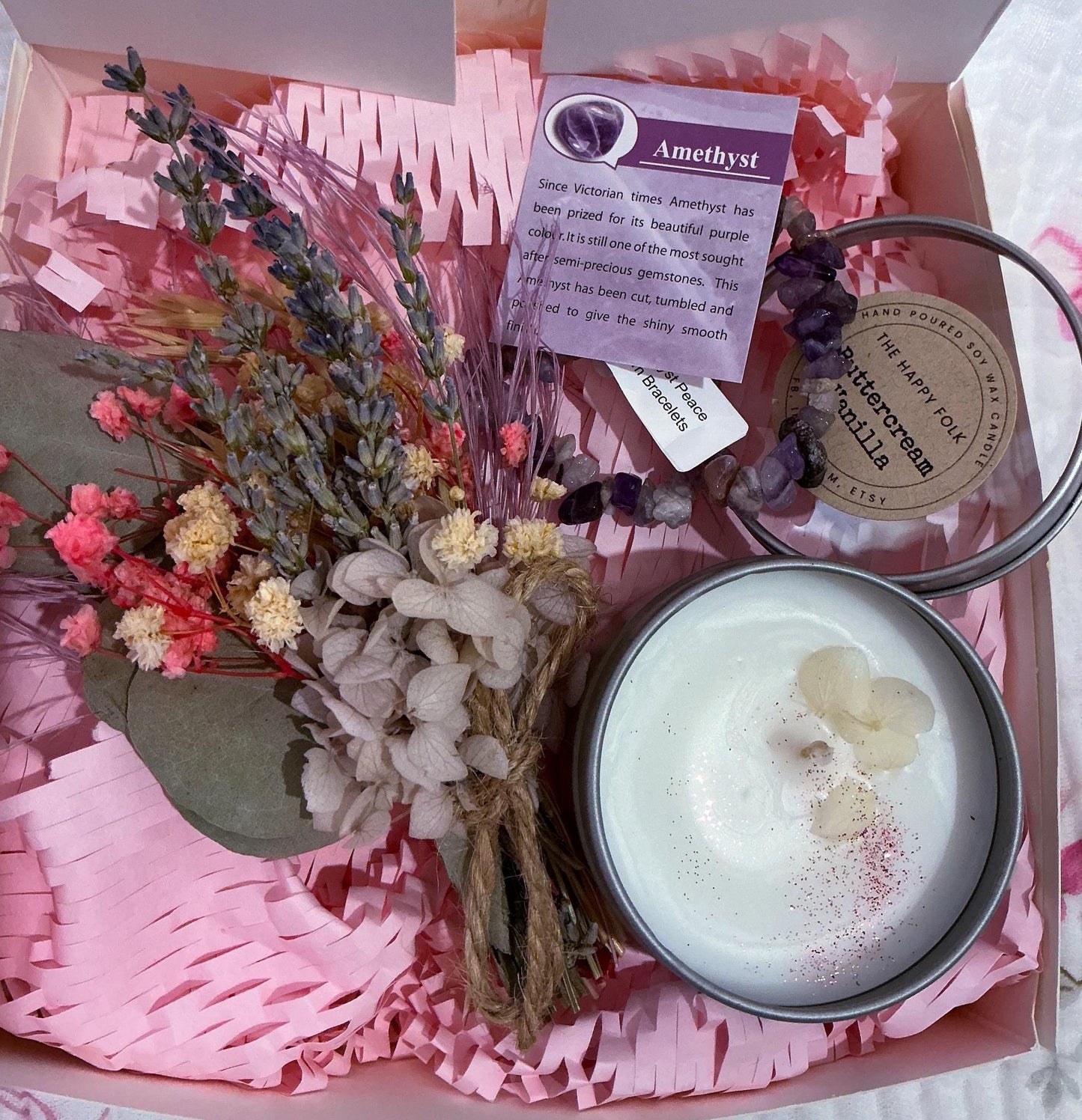 Healing Gift Box with Crystal Bracelet and Candle