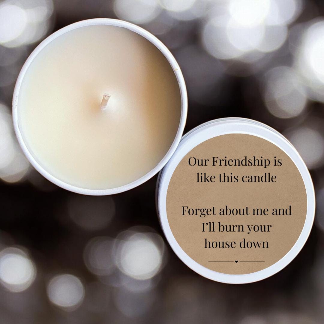 Funny Friendship Candle – “Our Friendship is Like This Candle” – Sarcastic Gift for Best Friend – Humour Gift for Her – Custom Scented Tin