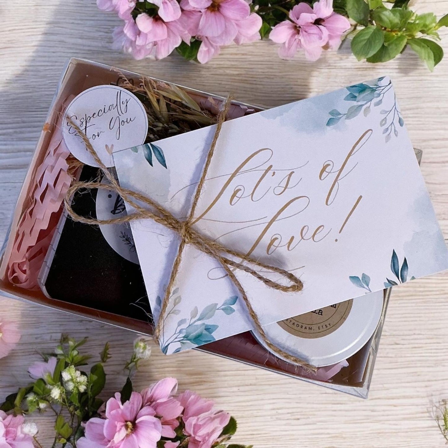 Mini Journaling Gift Box with Candle, Notebook & Flowers - Encouragement Gift for Her with Personalised Note Included
