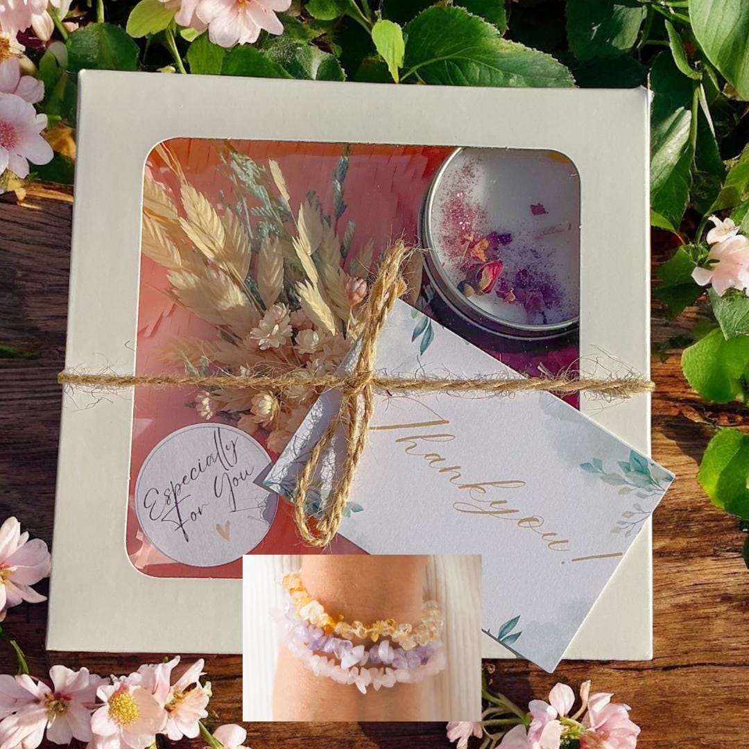 Healing Gift Box with Crystal Bracelet and Candle