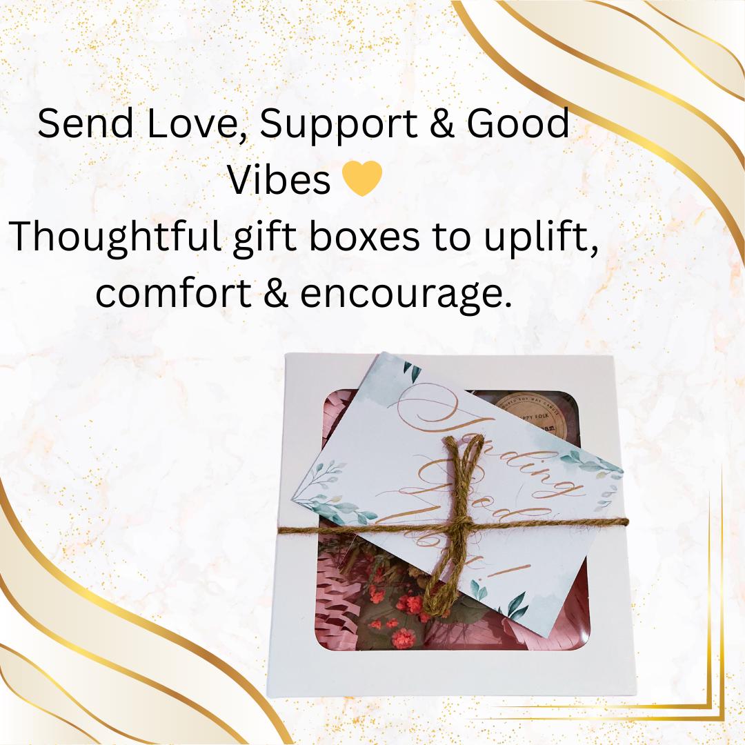 Gift Box with Encouragement Keychain, Candle and Dried Flowers