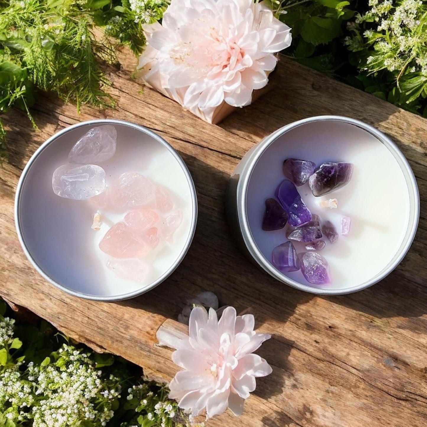 Crystal Self-Care Gift Box – Healing Candle Set with Crystals, Flowers, Journal & Affirmations – Spiritual Gift for Women–Mindful Energy Box