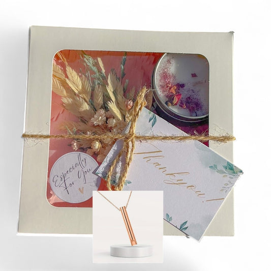 Gift Box with Breathing Necklace Candle and Dried Flowers