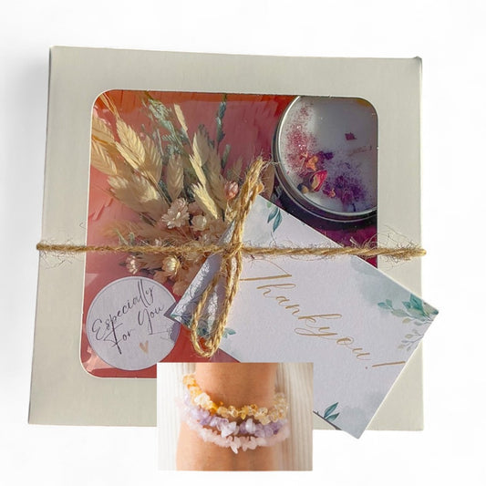 Healing Gift Box with Crystal Bracelet and Candle