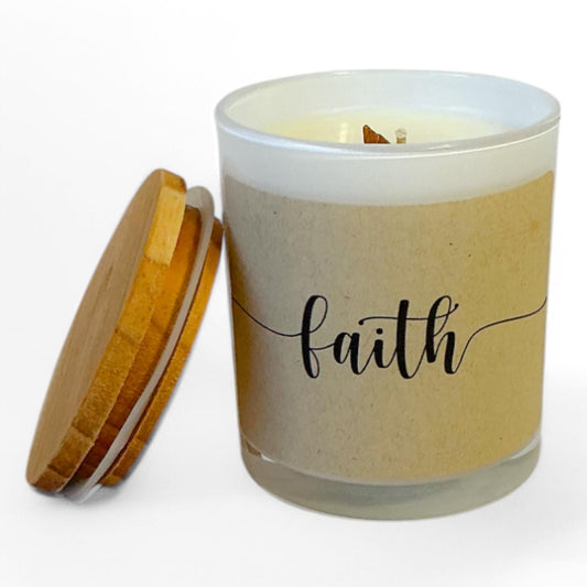 Faith Candle-Inspirational Scented Candle with “Faith” Label-Encouragement Gift -Christian Gift-Spiritual, Uplifting, Thinking of You Gift