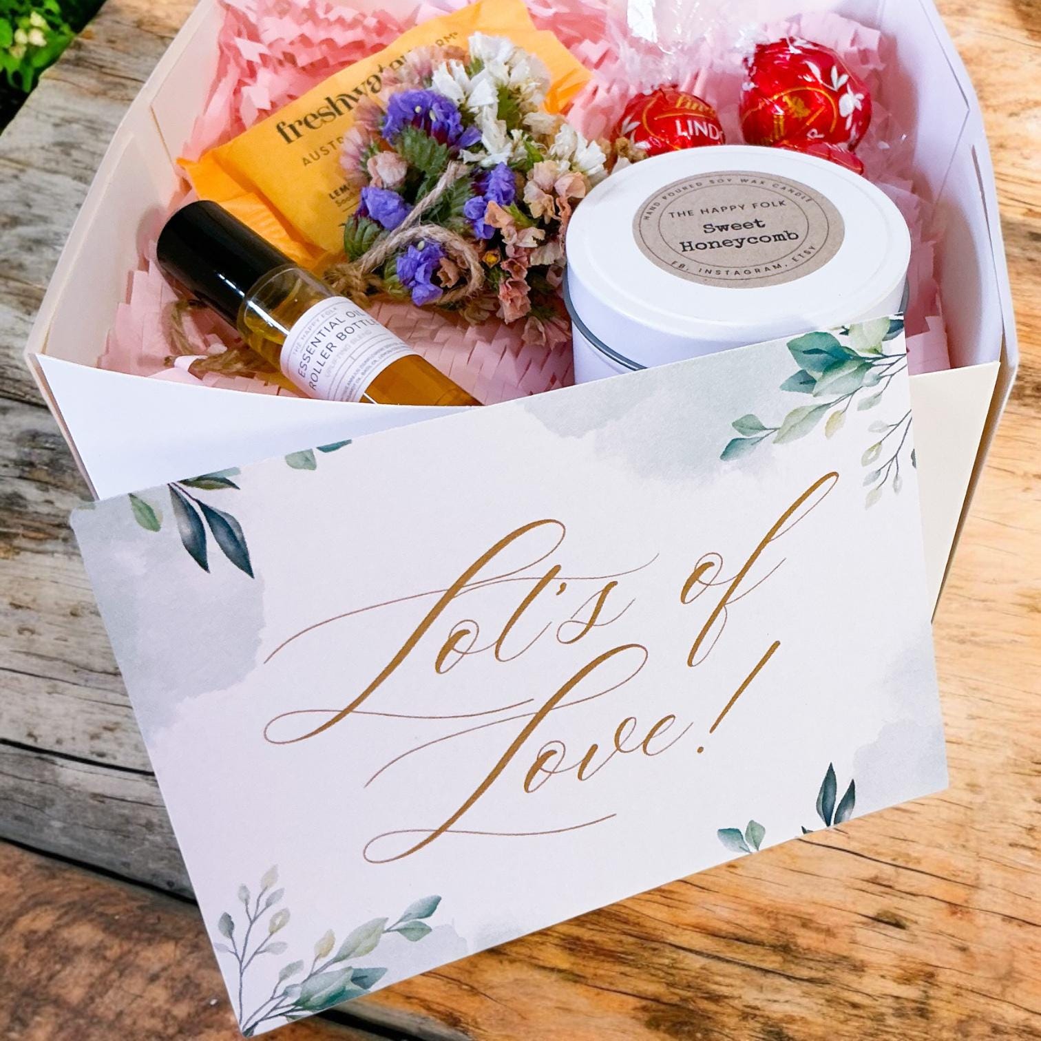 Mini Gift Box with Candle, Lindt Chocolates & Essential Oil Roller – Thoughtful Thank You or Pick Me Up Gift-Thinking of you gift-Gift Box