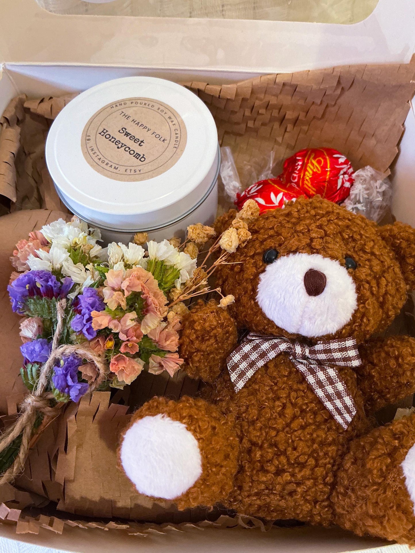 Sending You a Hug Gift Box – Mini Teddy, Candle & Chocolates – Comfort Gift, Thinking of You, Get Well Soon Box-Gift Box For Her-Friend Gift