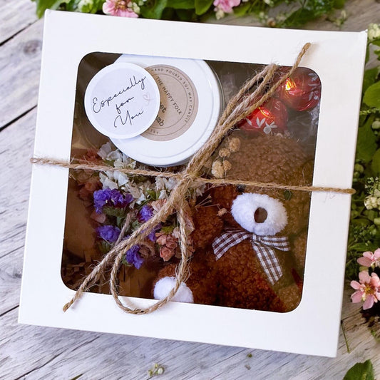 Sending You a Hug Gift Box – Mini Teddy, Candle & Chocolates – Comfort Gift, Thinking of You, Get Well Soon Box-Gift Box For Her-Friend Gift