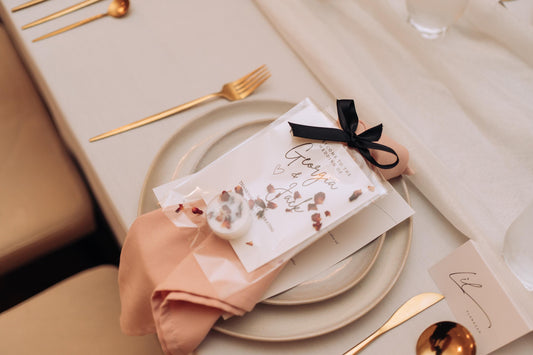 Custom Favour Candle – Tea Light with Personalised Card & Clear Bag – Wedding, Baby Shower, Event Favours – Rose Petal or Sprinkle Option
