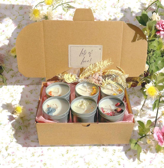 floral decoarted gift box candles