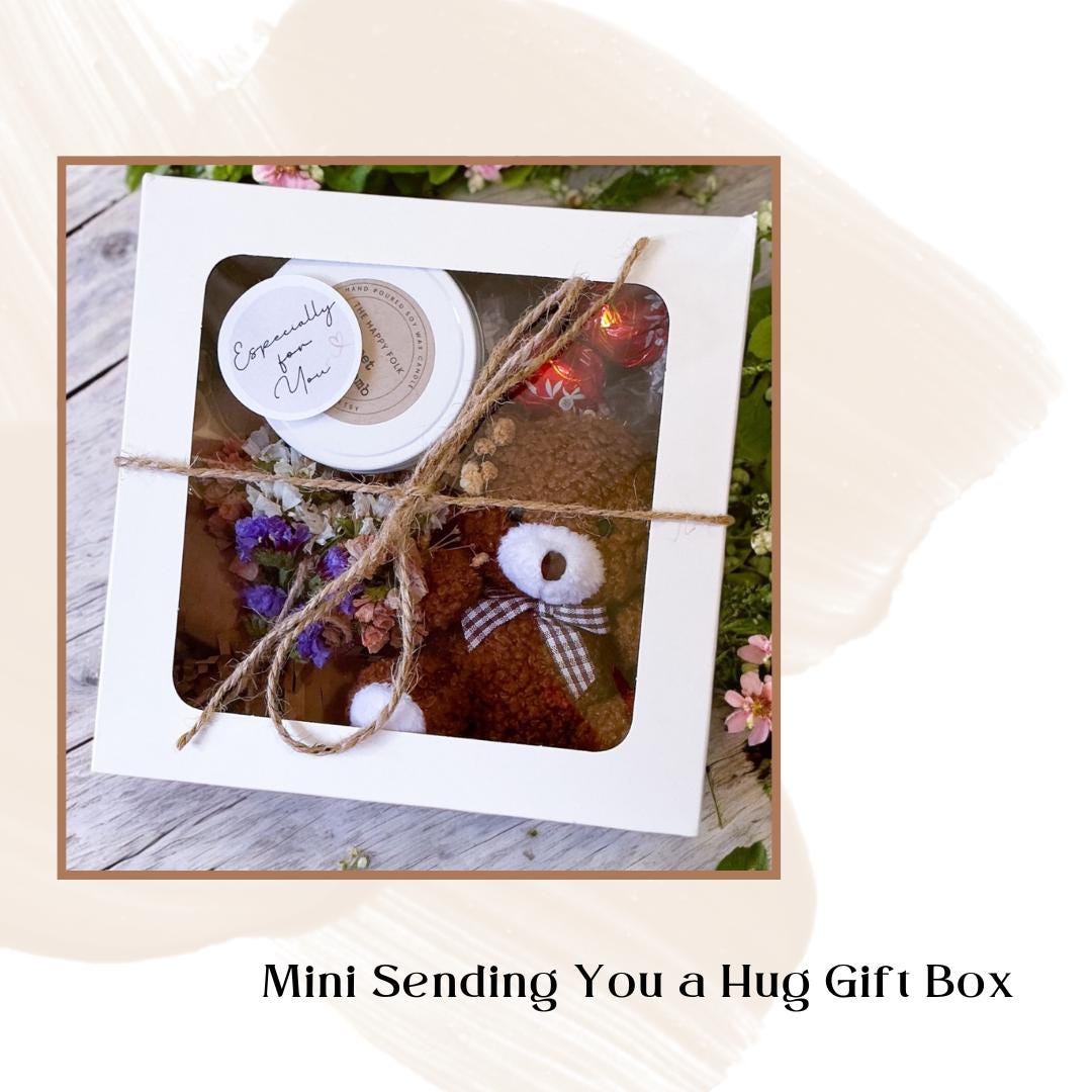 Sending You a Hug Gift Box – Mini Teddy, Candle & Chocolates – Comfort Gift, Thinking of You, Get Well Soon Box-Gift Box For Her-Friend Gift