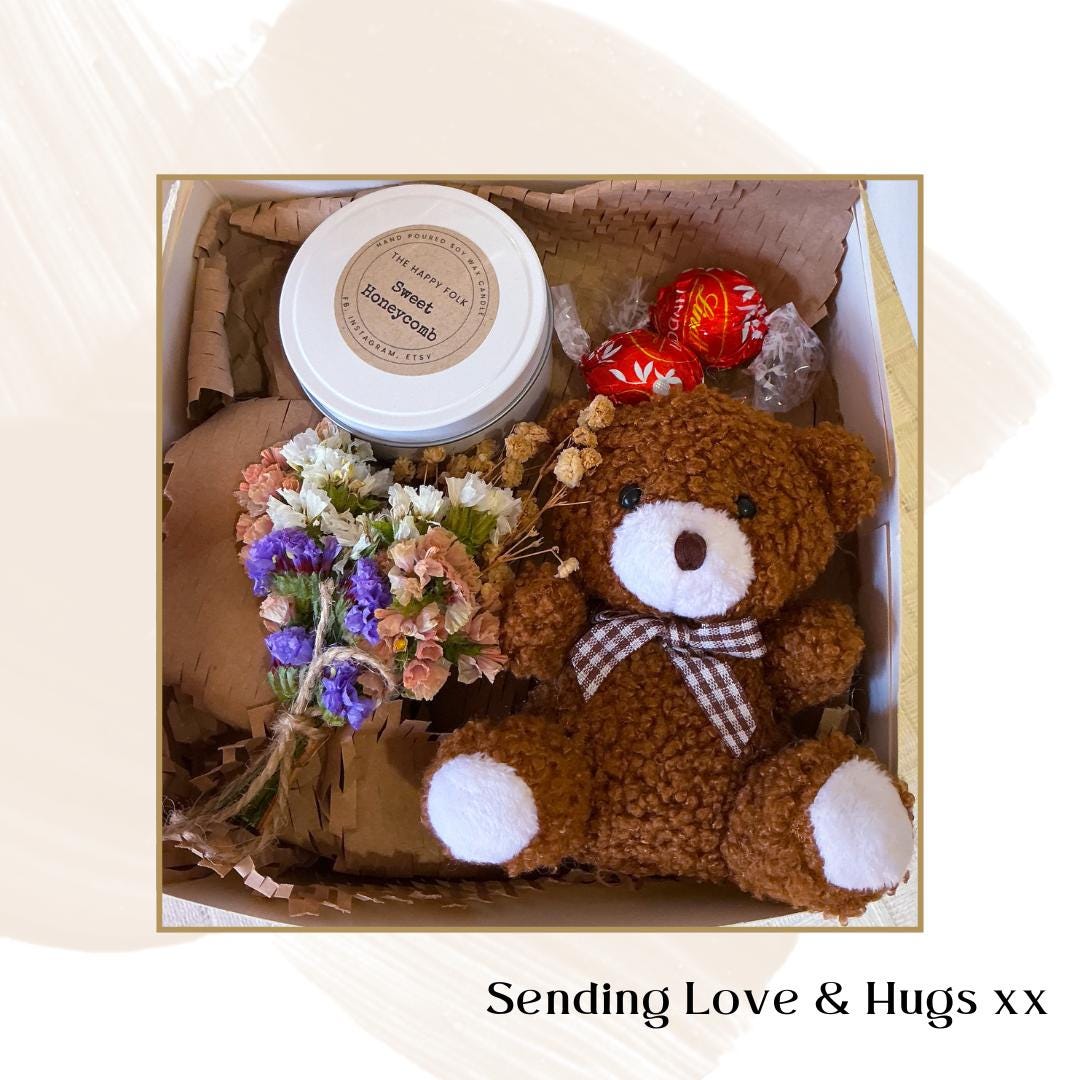 Sending You a Hug Gift Box – Mini Teddy, Candle & Chocolates – Comfort Gift, Thinking of You, Get Well Soon Box-Gift Box For Her-Friend Gift
