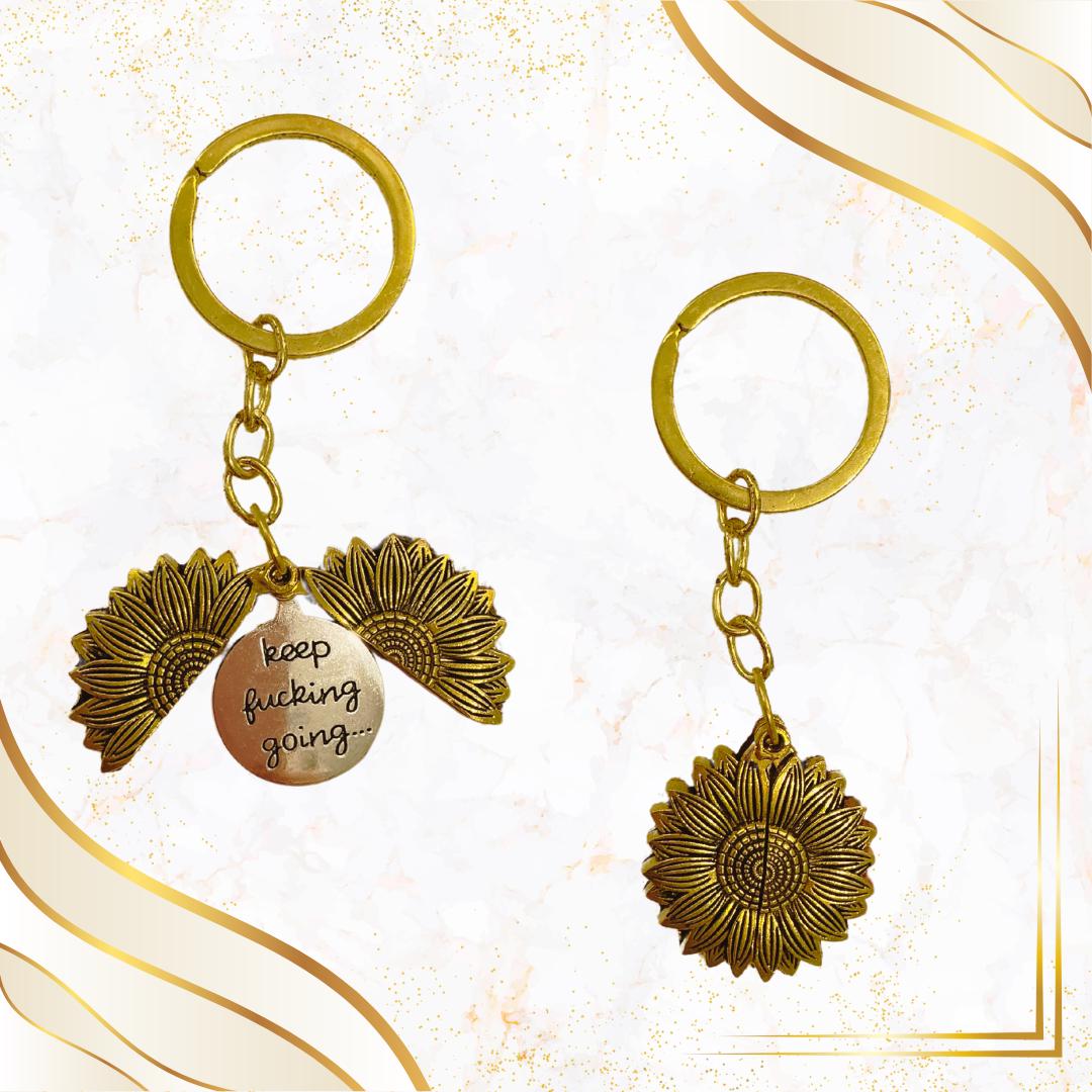 Keep F'ing Going Sunflower Keychain Gift Box