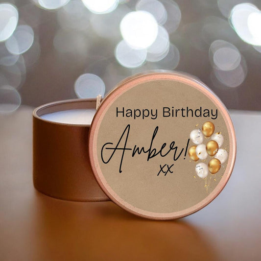 Personalised Birthday Candle – Custom Name Tin Candle Gift – Happy Birthday Gift for Her – Scented Soy Candle – Gift Box Option-candle