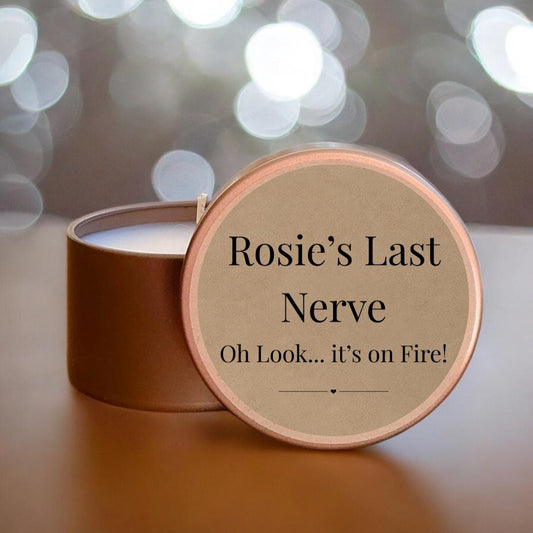 Last Nerve” Funny Candle – Custom Name Sarcastic Gift – Humour Candle for Her – Scented Tin Candle – Stress Relief Gift for Women-Customized