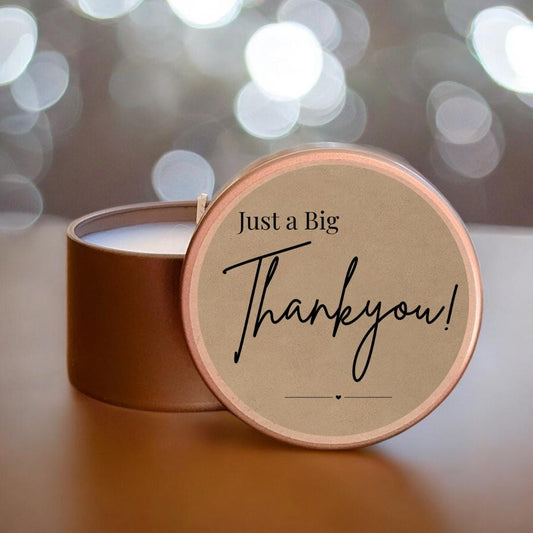 Thank You Candle Gift – “Just a Big Thank You” Scented Tin – Appreciation Gift – Thankyou Gift – Personalised Soy Candle – Gift Box Option