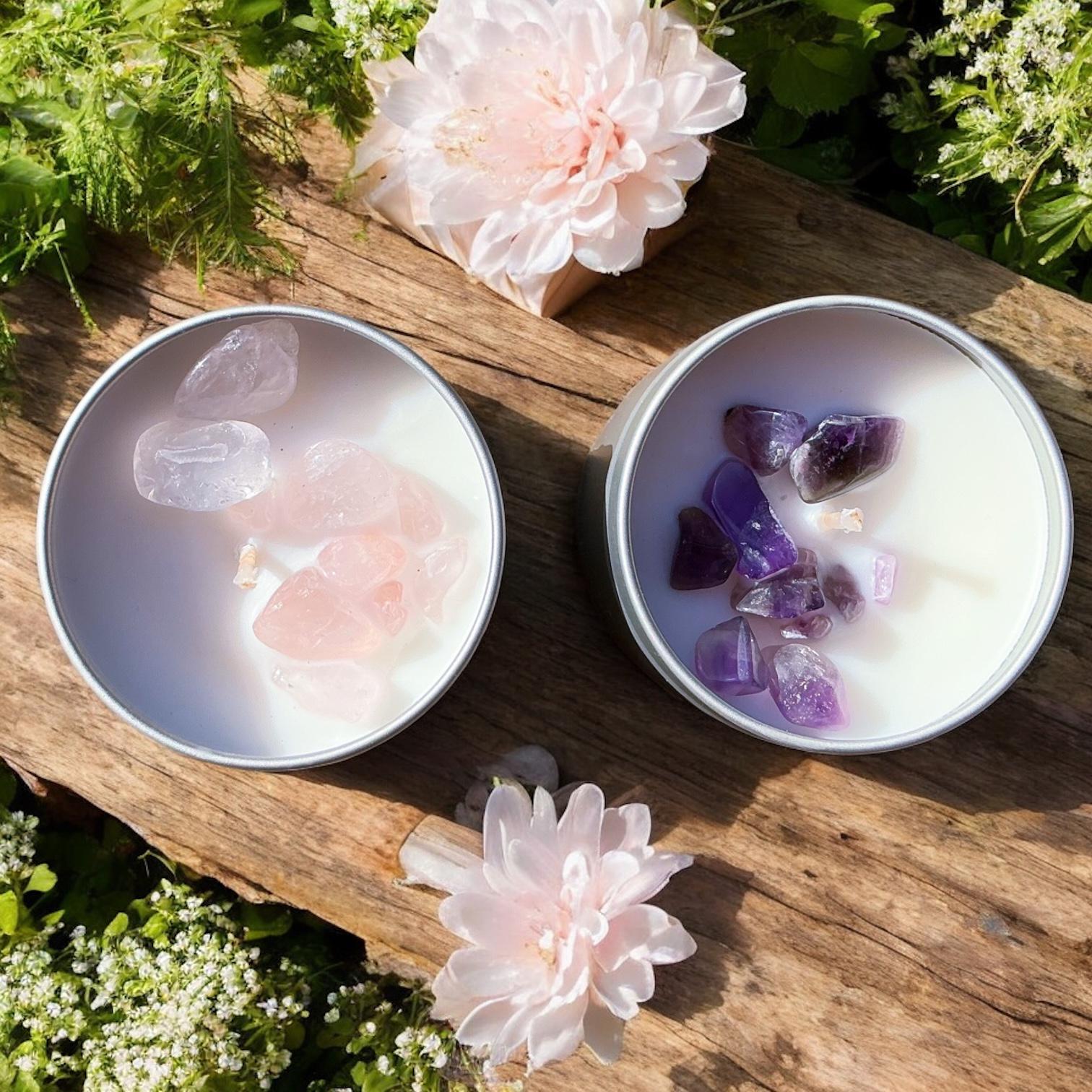 Crystal Self-Care Gift Box – Healing Candle Set with Crystals, Flowers, Journal & Affirmations – Spiritual Gift for Women–Mindful Energy Box