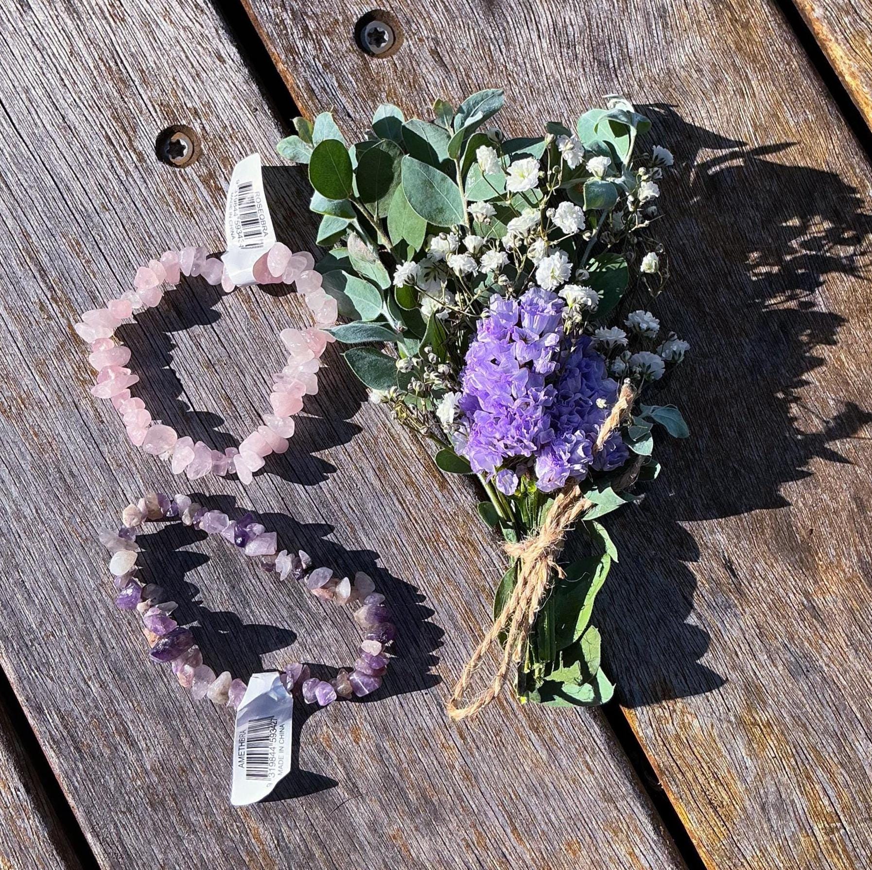 Crystal Candle Gift Box with Bracelet – Amethyst or Rose Quartz – Self Care Gift – Namaste Candle – Spiritual Gift for Her –Healing Gift Box