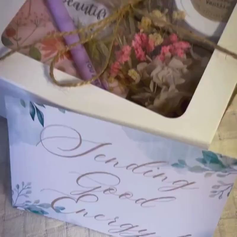 Mini Journaling Gift Box with Candle, Notebook & Flowers - Encouragement Gift for Her with Personalised Note Included