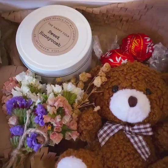 Sending You a Hug Gift Box – Mini Teddy, Candle & Chocolates – Comfort Gift, Thinking of You, Get Well Soon Box-Gift Box For Her-Friend Gift