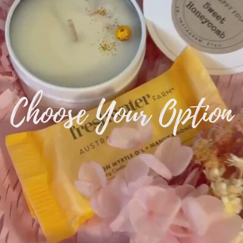 Custom Designed Care Pack For Her– Candle Dried Flowers and Choice of Comfort Gift and Card – Support Self Care Thinking of You-Gift Box